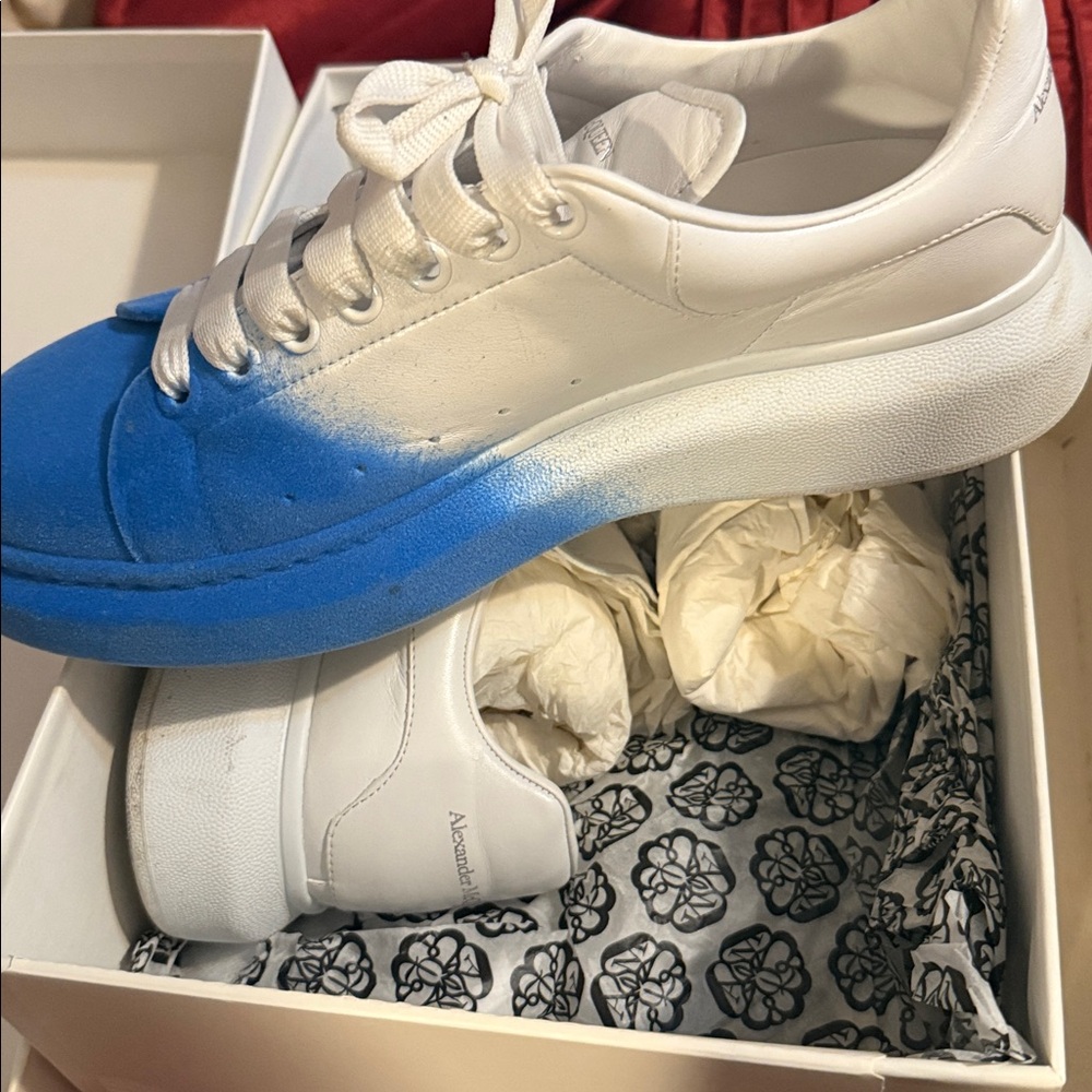 Alexander McQueen Optic White and Lake Blue Sneakers